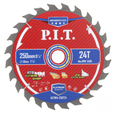 Диск пильный по дереву P.I.T. ADVANCE 250x30x2,2 мм, 24T Carbide, зуб ATB 15° (ACTW14-250T24)